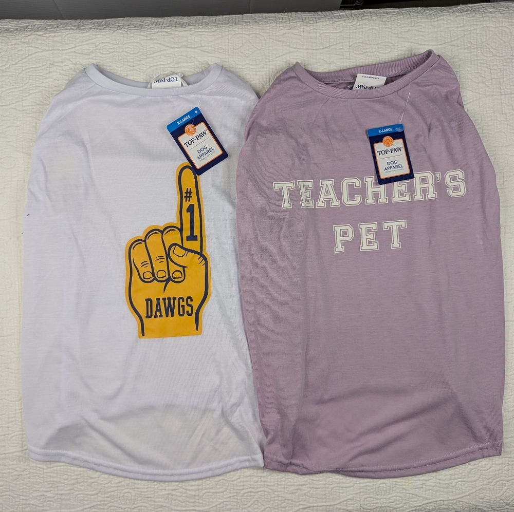 Top Paw T-shirts Bundle (2) Size XL Dog White and Lavender NWT